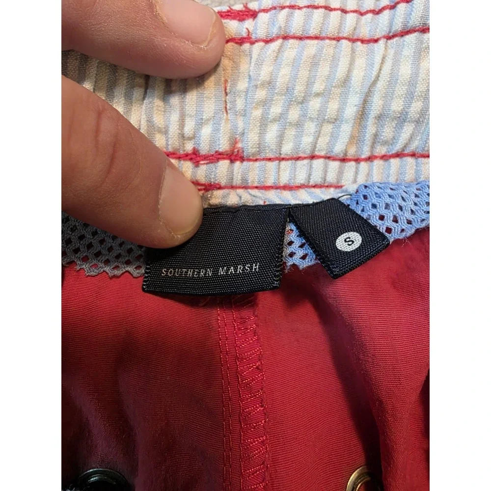 Southern Marsh Mens Swim Trunks Size S Pink Coral Mesh Liner Cut Beach